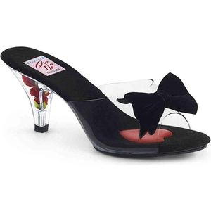 Pin Up Couture - BELLE-301BOW Muiltjes met hak - US 13 - 44 Shoes - Zwart/Transparant