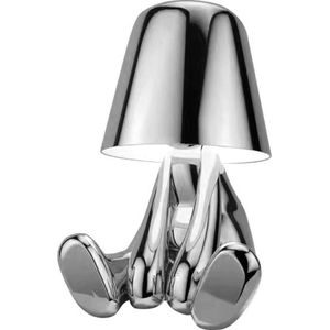 Luxus Draadloze Tafellamp Oplaadbaar Bins Brother - Zilver - Mr Where - Decoratieve Tafellamp - Nachtlamp - Tafellamp slaapkamer - Bureaulamp - LED - Touch - Dimbaar - Draadloos - Op batterijen