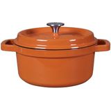 The Windmill Premium braadpan - 2,5 liter - 22 cm Ø - gietijzer - oranje - emaille incl. deksel, ovenhandschoen en spatel