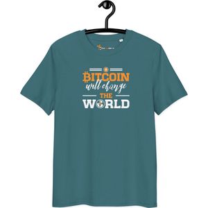 Bitcoin Will Change The World - Unisex - 100% Biologisch Katoen - Kleur Groen - Maat S | Bitcoin cadeau| Crypto cadeau| Bitcoin T-shirt| Crypto T-shirt| Crypto Shirt| Bitcoin Shirt| Bitcoin Merch| Crypto Merch| Bitcoin Kleding
