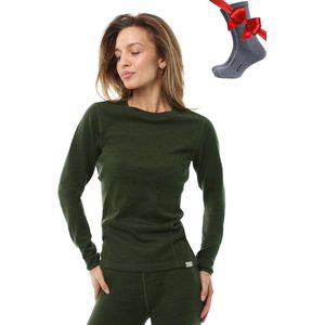 Dames Basislaag van 100% Merinowol - Thermisch Shirt met Lange Mouwen en Sokken