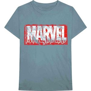 Marvel Marvel - Distressed Dripping Logo Heren T-shirt - S - Blauw