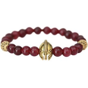 AWEMOZ Granaatsteen Armband - Romeinse Helm - Kralen Armbandje - Paars - Cadeau