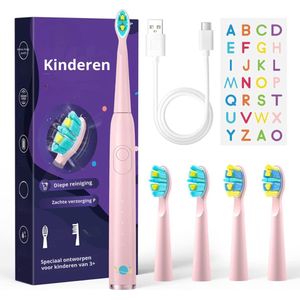 Goodivery - Elektrische Tandenborstel Kinderen - Kindertandenborstel - Waterdicht - 4 Zachte Borstelkoppen - 27x12x4cm - Roze