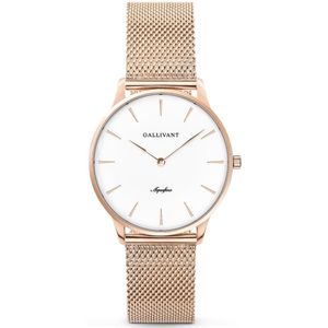 Gallivant Aquafino | Minimalistisch Dameshorloge | Rosé Goudkleurig | Mesh Band | Ø 36 mm