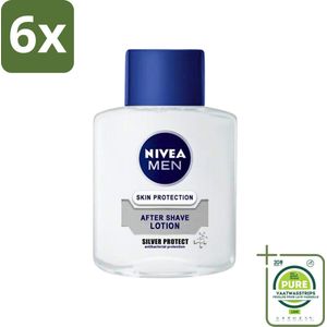 Nivea Men - Skin Protection After Shave Lotion - Silver Protect - 100 ml - Voordeelverpakking - 6 stuks - Na het scheren - Aftershave