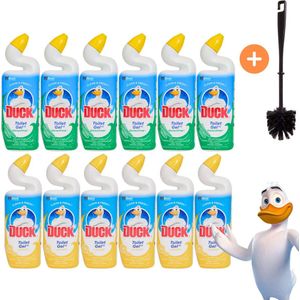 Duck Clean & Fresh Toiletgel Lemon & Eucalyptus met Toiletborstel - 12 x 750ml - Toiletreinigers - Toilet Gel - Wc Reiniger - Wc Gel - Toilet Reiniger - Toilet Cleaner