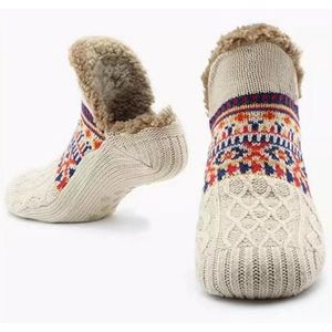 Warme binnensokken - Warme vloersokken - Warme herfst-/wintersokken - Sneeuwsokken, pantoffelsokken, tapijtsokken, loungesokken - Unisex - Antislip binnensokken - Khaki - Geschikt voor maten 39-42