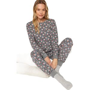 Trendyol Grijs Teddybeer T-Shirt-Jogger Gebreide Pyjamaset Thmaw24Pt00218