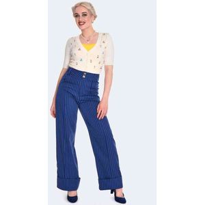 Voodoo Vixen - Turn Up Ponstripe Wijde broek - M - Blauw