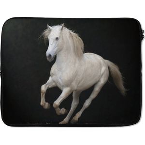 Laptophoes 17 inch - Paarden - Zwart - Portret - Laptop sleeve - Binnenmaat 42,5x30 cm - Zwarte achterkant