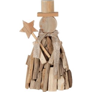 J-Line Figuur+Ster Takken Hout Naturel Large