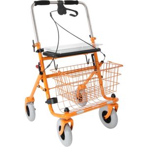Premis Provo - Rollator - 2de Generatie - Duwbeugel - Eenzijdig Links & Rechts geremd - Maximaal draagvermogen 120 kg - Oranje