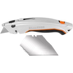 Professioneel stanleymes uitschuifmes mes met trapeziumvormig mes - incl. 10 reserve mesjes