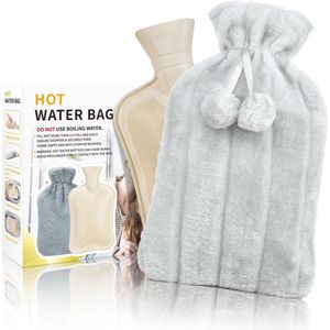 Warmwaterkruik 2L - Zachte Pluche Hoes voor Pijnlijke Menstruatie en Buikpijn - Ideaal voor de Winter
