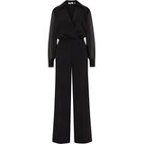 WE Fashion - Jumpsuit - Dames - Regular Fit - Diepe V-hals - Semi-transparante Mouwen