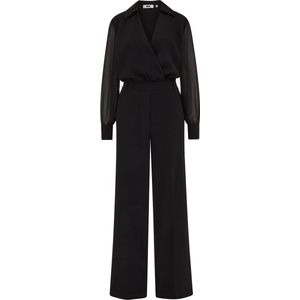 WE Fashion - Jumpsuit - Dames - Regular Fit - Diepe V-hals - Semi-transparante Mouwen