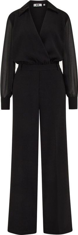 WE Fashion - Jumpsuit - Dames - Regular Fit - Diepe V-hals - Semi-transparante Mouwen