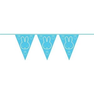 Set van 2x stuks blauwe Nijntje thema geboorte vlaggenlijn van 6 meter - jongen geboren