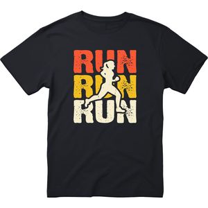 RUN RUN RUN T-shirt - Hardlopen - Rennen - RunningLife - Hardloop T-shirt - Heren - Dames - Unisex - Running Team Shirt - Workout Shirt - Marathon T-shirt - Running Gear - Maat S
