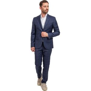 Suitable - Kostuum Toulon Wol Navy Check Royal Blauw - Heren - Maat 50 - Slim-fit