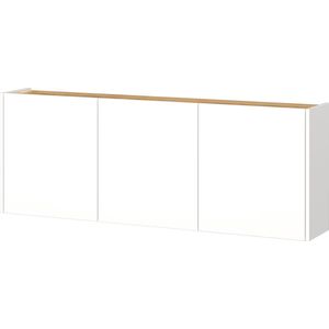 Opbergkast Aniek Wit - Breedte 138 cm - Hoogte 52 cm - Diepte 25 cm - Met planken - Met openslaande deuren