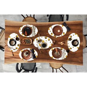 Placemats ovaal - Onderleggers - Ovale placemats - Kinderen - Patronen - Bij - 8 stuks