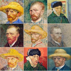 UNIEK & STIJL- blanco wens kaarten met envelop - wenskaarten set - 9 kaarten- zonder tekst - van Gogh - portretten - 14.8 x 14.8 cm - hoogwaardige kwaliteit - kunstkaarten - oud Hollandse meesters - Zie al onze kaartensets : UNIEK & STIJL kaarten