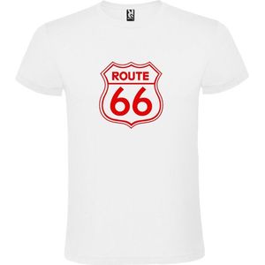 Wit t-shirt met 'Route 66' print Rood size XXL