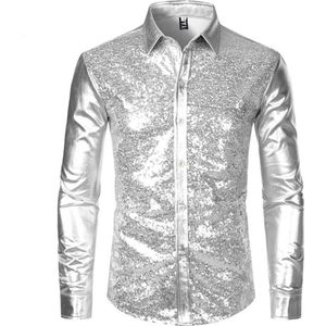 Heren overhemd glitter and glamour - Feest - Zilver - Shirt - Party - Carnaval