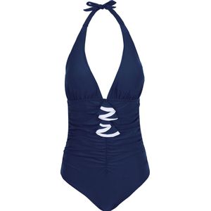 Badpak dames met striksluitng in de nek Navy - S