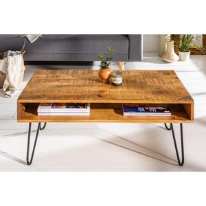 Massief Mangohout salontafel  100 cm natuurlijke mangohouten haarspeldpoten