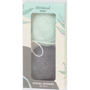 Konjac sponsjes 2 stuks - Konjac sponges set of 2 - 100% natuurlijke konjac sponzen van Konnyaku plantenwortels - Voor reinigen van de huid - Gezichtsreiniging