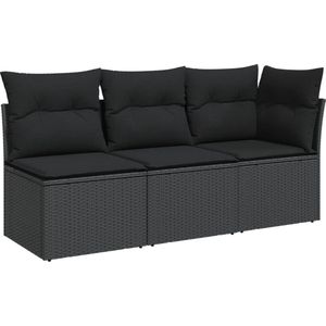 vidaXL-Tuinbank-3-zits-met-kussens-poly-rattan-zwart