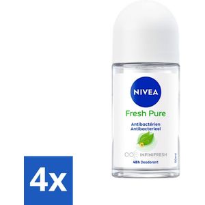 4 x Nivea - Deodorant - Roller - Fresh Pure - 48 Uur Lang Werkend - 50 ml - NIVEA Deodorant - Deodorant Roller - Aluminiumvrij Deodorant - Deodorant 48 Uur - Deodorant Voor Gevoelige Huid