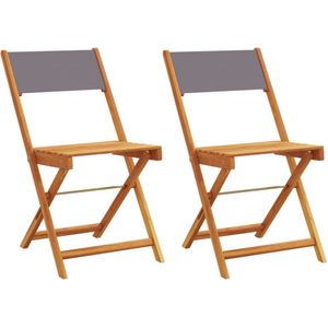 vidaXL Bistrostoelen antraciet - set van 2 Bistrostoel - Acacia Hout - Tuinstoel - Buitendecoratie - Terrasdecoratie