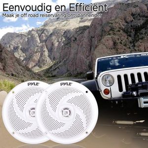 Pyle Marine Luidsprekers - 2-Weg Waterdichte Speakers – Luidsprekers voor Boten - Weerbestendige Buitenluidsprekers - 100 Watt- Laag Profiel Slim Ontwerp - 1 Paar - Wit
