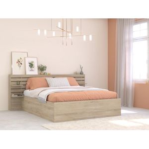 Vente-unique Bed met opbergruimte 160 x 200 cm - Kleur: naturel - TENALIA III L 226.5 cm x H 94.2 cm x D 223.3 cm