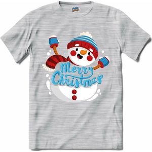 Merry christmas sneeuwpop - T-Shirt - Heren - Donker Grijs - Gemêleerd - Maat 4XL