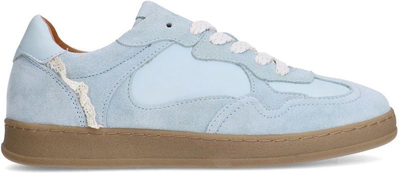 Manfield - Sneakers - Blauw - Suède - Mesh Details