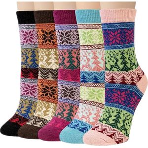 Huissokken - Wintersokken - 5 Paar - Thuissokken - Huissokken Dames en Heren - Verwarmde sokken - Fleece Sokken - Dikke Sokken - Slofsokken - Warme Sokken - Bedsokken - Gevoerde Sokken - Winter Sokken - Cadeautip - KerstKleine boom, eenmaat