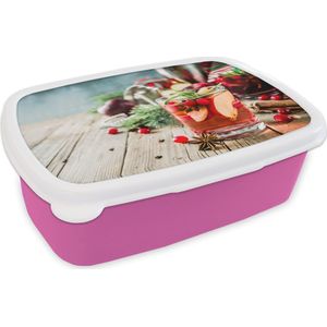 Broodtrommel Roze - Lunchbox - Brooddoos - Cocktail - Rood - Zomer - 18x12x6 cm - Kinderen - Meisje
