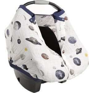Little Unicorn - Premium 100% Katoen Baby Autostoel Zonnekap - stille magneetsluiting - luchtdoorlatend hoes - maxicosi zonnescherm - Planetary