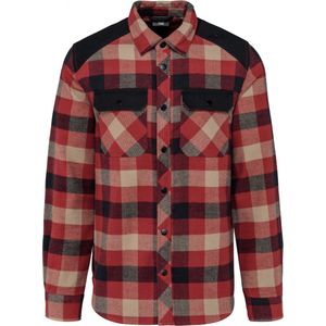 Overhemd Heren XL WK. Designed To Work Lange mouw Red / Dark Beige Checked / Black 100% Katoen