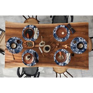 Ronde placemats - Onderlegger - Placemats rond - Zilver - Marmer print - Patronen - Blauw - 6 stuks