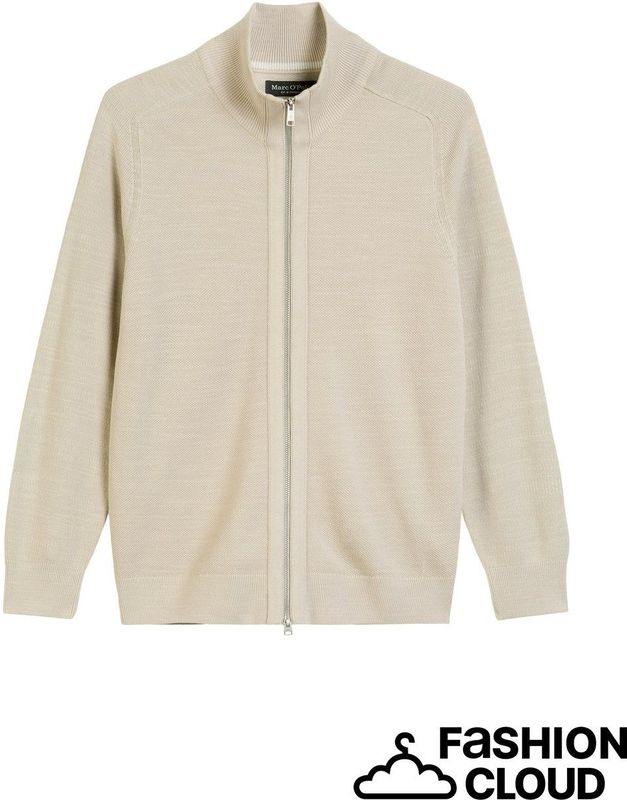Marc O'Polo - Gebreid Vest - Beige - Normale Pasvorm - Lange Mouw