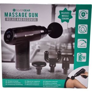 Silvergear Massage Gun - Verlicht Spanning in de Spieren - 2 uur Accuduur - 4 Opzetstukken - 6 Standen