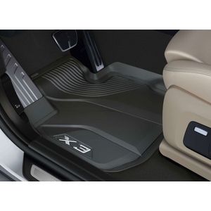 Rubberen Automatten Floorliner Voorzijde voor BMW X3 (G01), iX3 (G08BEV) & X3M (F97) - Hoge Rand - 3D-Pasvorm - Incl. LCI & Klittenbandpluggen - Linker Stuur - Zwart - Thermoplastische Elastomeren