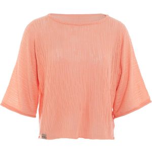 Knit Factory Jose Dames Trui - Damestrui voor Lente en Zomer - Dames top - Halflange mouw - Fijn gebreide trui - Wijde trui - T-shirt - Apricot - 36/42 - One Size