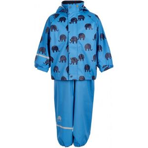CeLaVi - Regenpak met Olifant print voor kinderen - Blauw - maat 80 (80-86cm)